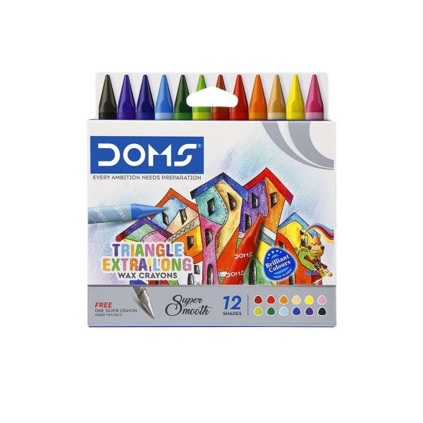 Crayon de cire extra longue DOMS - 12 Couleurs