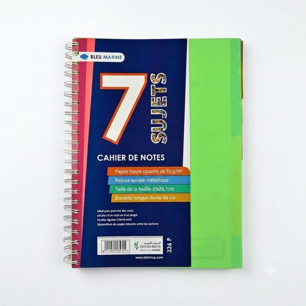 Cahier de notes 7 Sujets A4 Bleu Marine